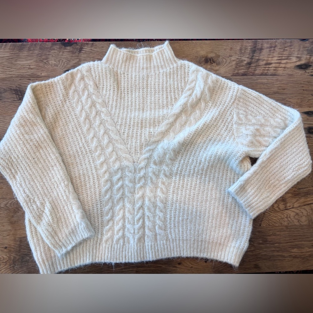 Universal Thread Cream Cable Knit Mock Turtleneck Sweater